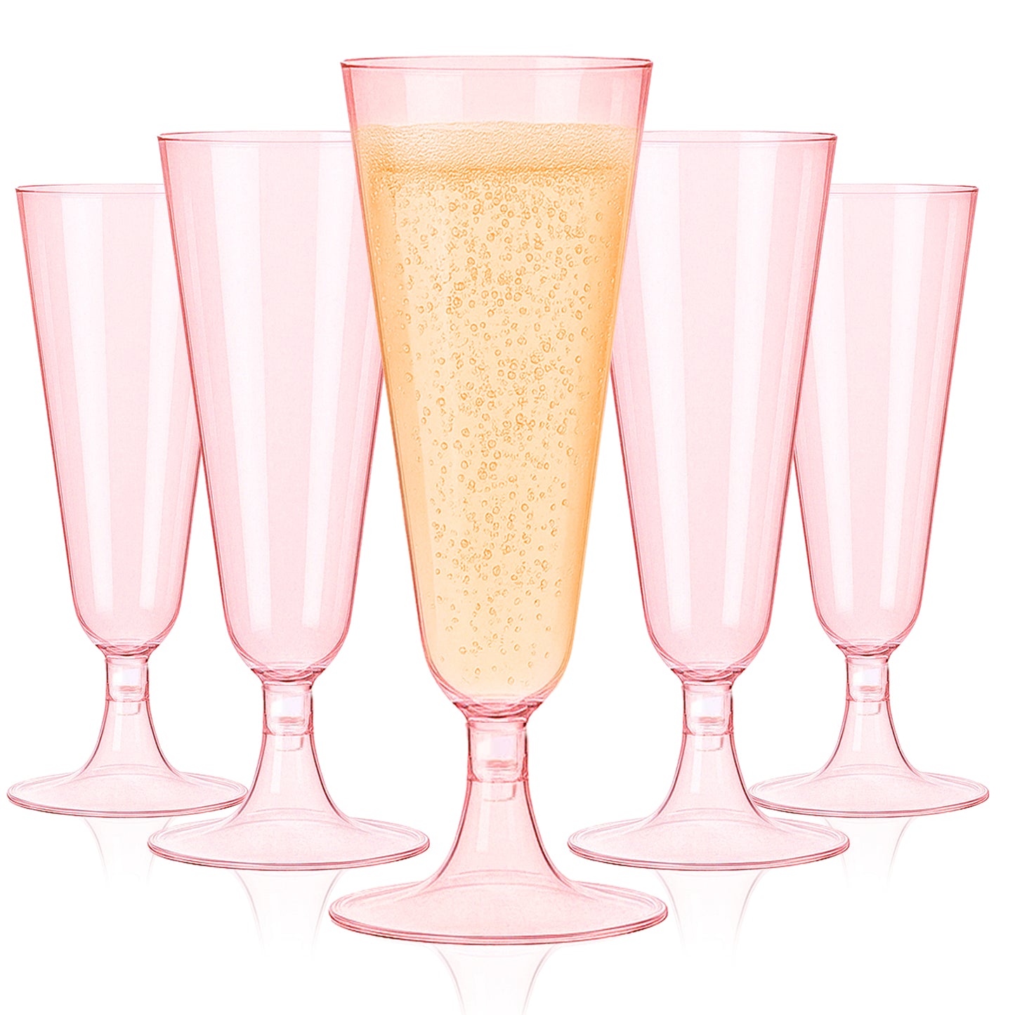 100 Pack Clear Plastic Champagne Flutes, 5 Oz Disposable Champagne Glasses, Unbreakable Acrylic Mimosa Glasses Wedding Cocktail Cups for Engagement Birthday Graduation Party Decorations Supplies