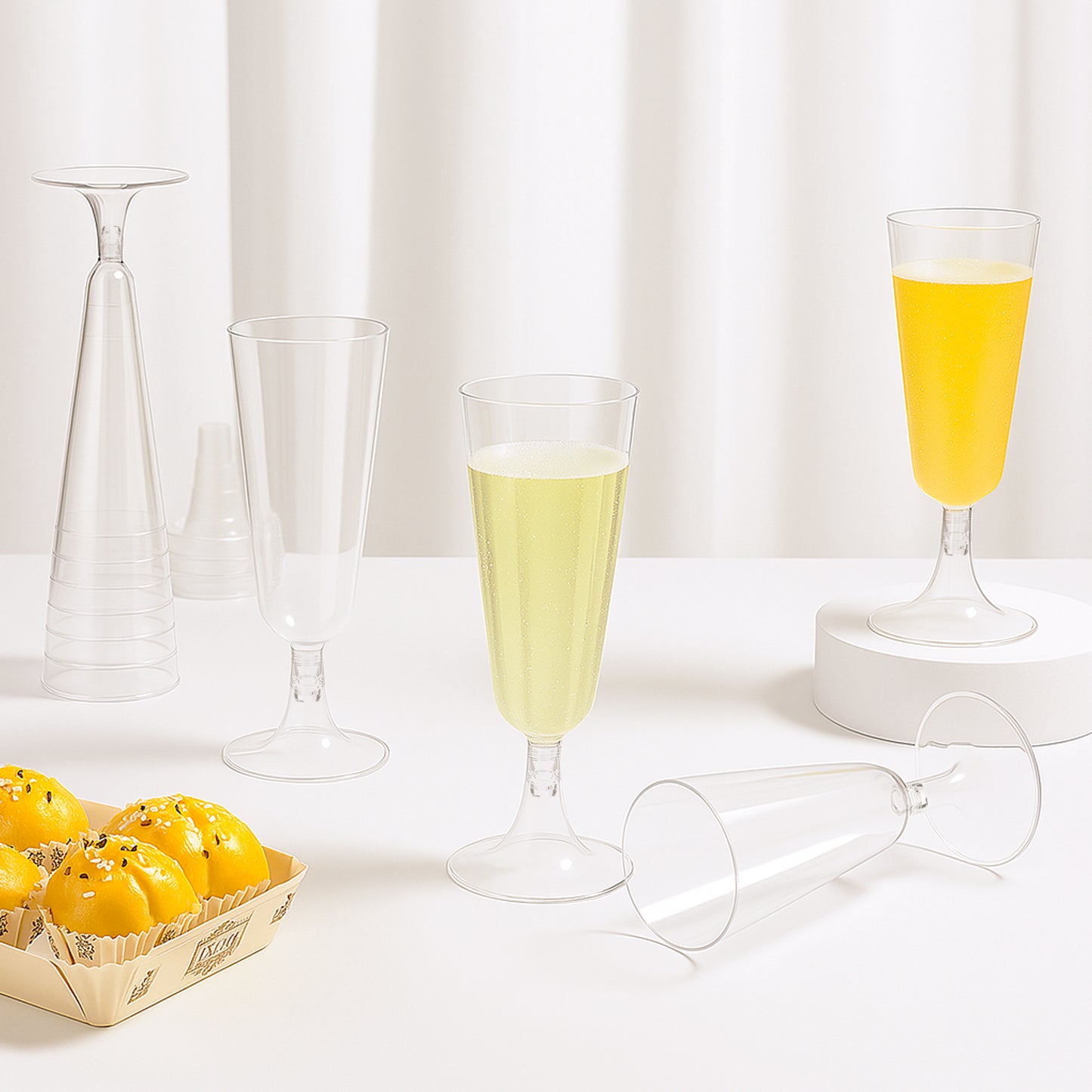 100 Pack Clear Plastic Champagne Flutes, 5 Oz Disposable Champagne Glasses, Unbreakable Acrylic Mimosa Glasses Wedding Cocktail Cups for Engagement Birthday Graduation Party Decorations Supplies